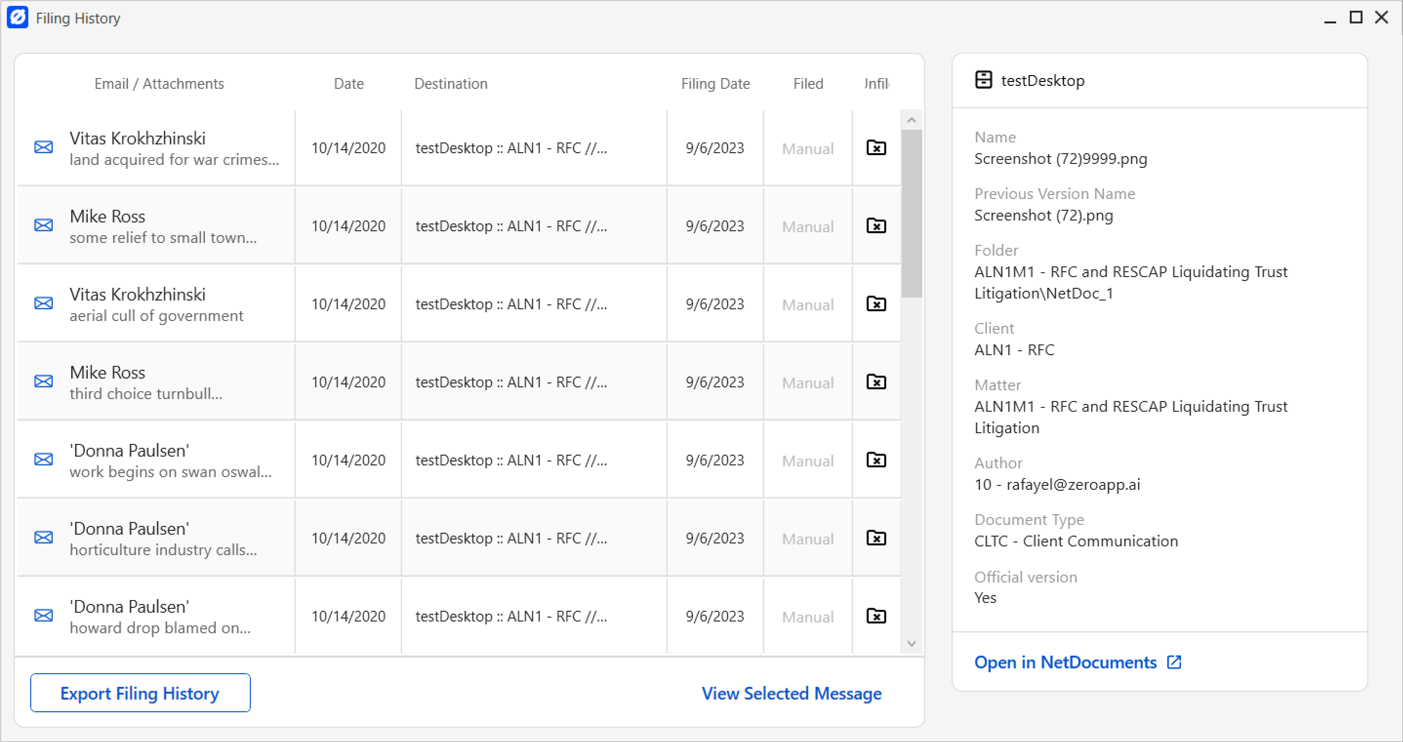 Filing to NetDocuments ZERO