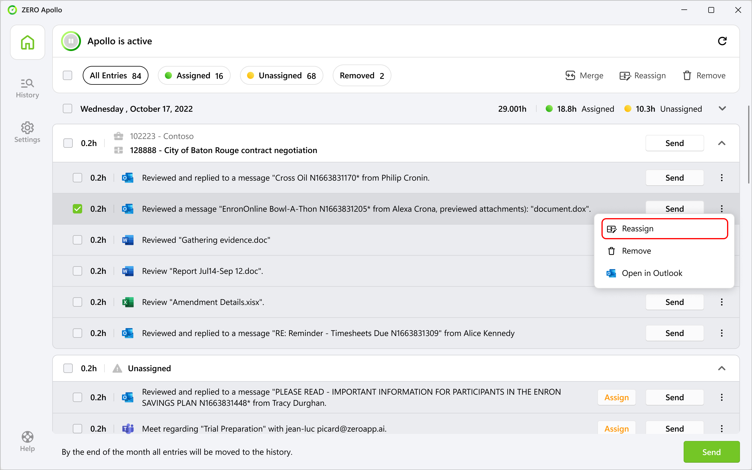 Assigning and Reassigning Entries – ZERO